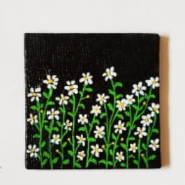 Hand-Painted Daisy Canvas Magnet