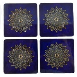 Navy Blue Mandala Coasters – Set of 4