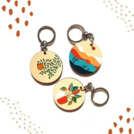 Boho Peach Handpainted Keychains (Set of 3)