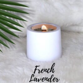 Soy Wax Candle in Concrete Pot with Wooden Wick – French Lavender