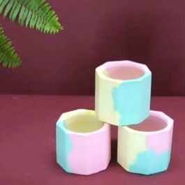 Concrete Mini Pots – Multi Color -Set of 3