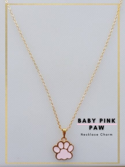 Gold with pink enamel paw charm