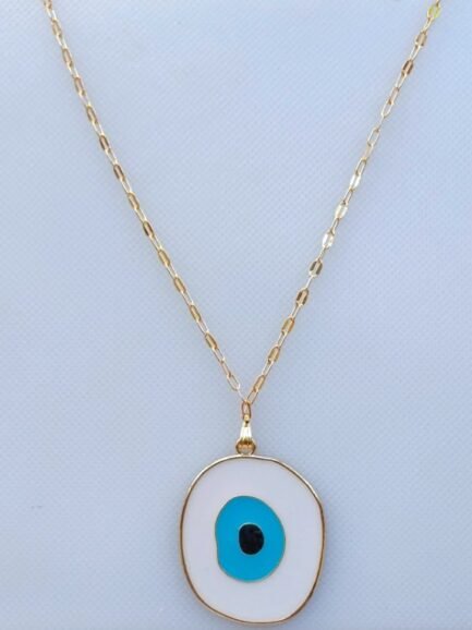 Large Evil Eye Charm Necklace (Blue)