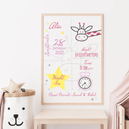 Birth Statistics frame – Giraffe