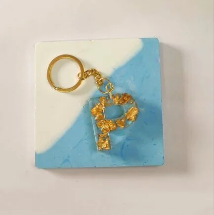 Personalised Resin Keychain - Gold Leaf