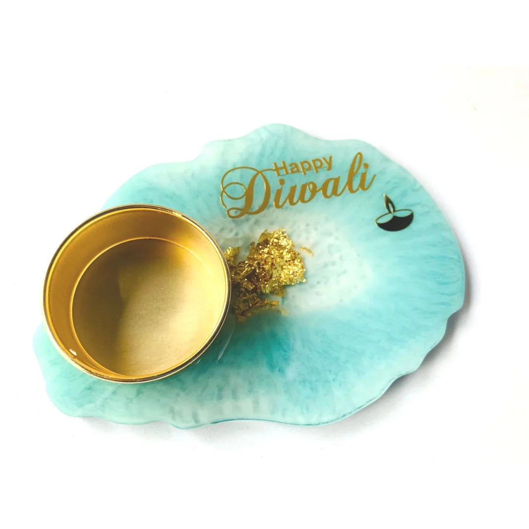 resin art diya - Sky blue
