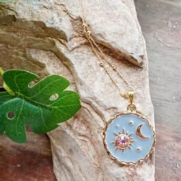 Gold Enameled Round Pendant Charm