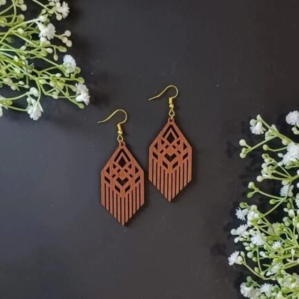Wooden Earrings - Geometric Design - laminate