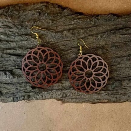 Wooden Earrings – Mandala Flower - laminate