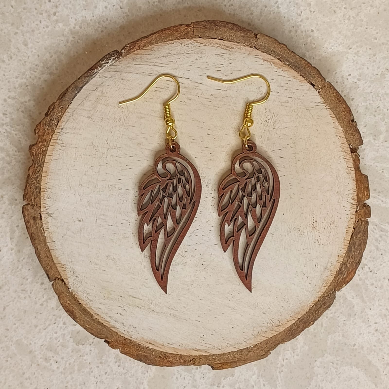 Wooden Earrings - Feathers
