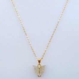 White Shimmer Butterfly Charm with Gold Chain