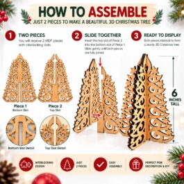 DIY 3D MDF Christmas Tree – 6 Inch Interlocking Tabletop Decoration