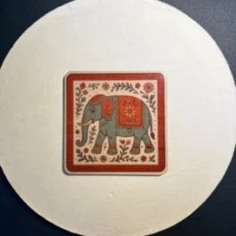 Royal Elephant Madhubani Wooden Coaster Set