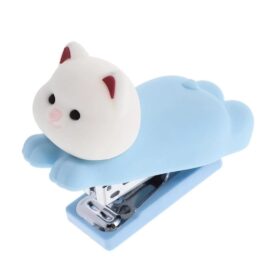 Cute Silicone Cat Stapler – Mini Blue Desk Stapler for Kids & Office