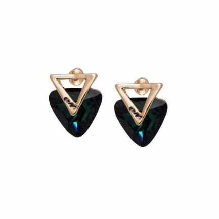 Violet Crystal Studs in Gold TriGem Geometric Design - Image 2