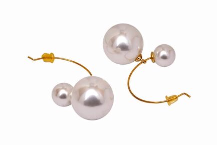 Double Pearl Hoop Earrings - Image 2