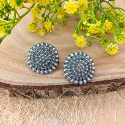 Chand - Round Floral Studs - Image 2