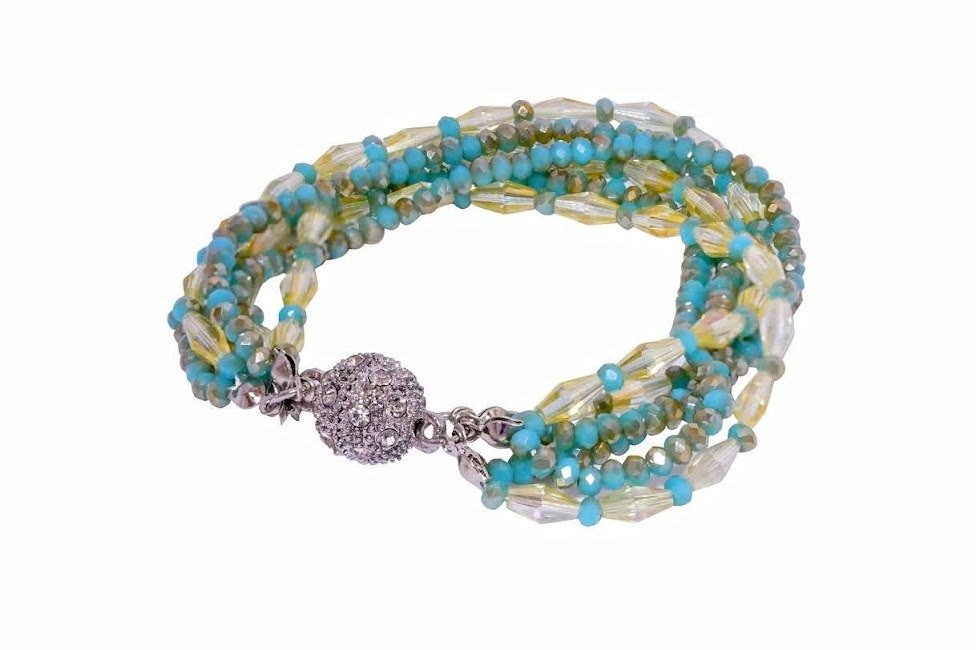 Twilight Lagoon Beads Bracelet with Turquoise & Gold Strands - Image 2