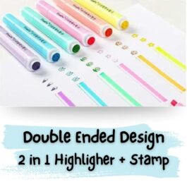 Mini Highlighters Neon Set With Stamp On The Back