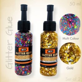 Glitter Glue Set of 2 – Multicolour & Gold – Craft-Grade 50 ml