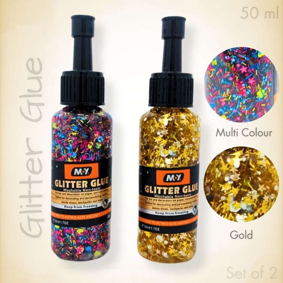 Gold + Multicolour sparkle glitter glue