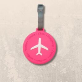 Pink Airplane Luggage Tag