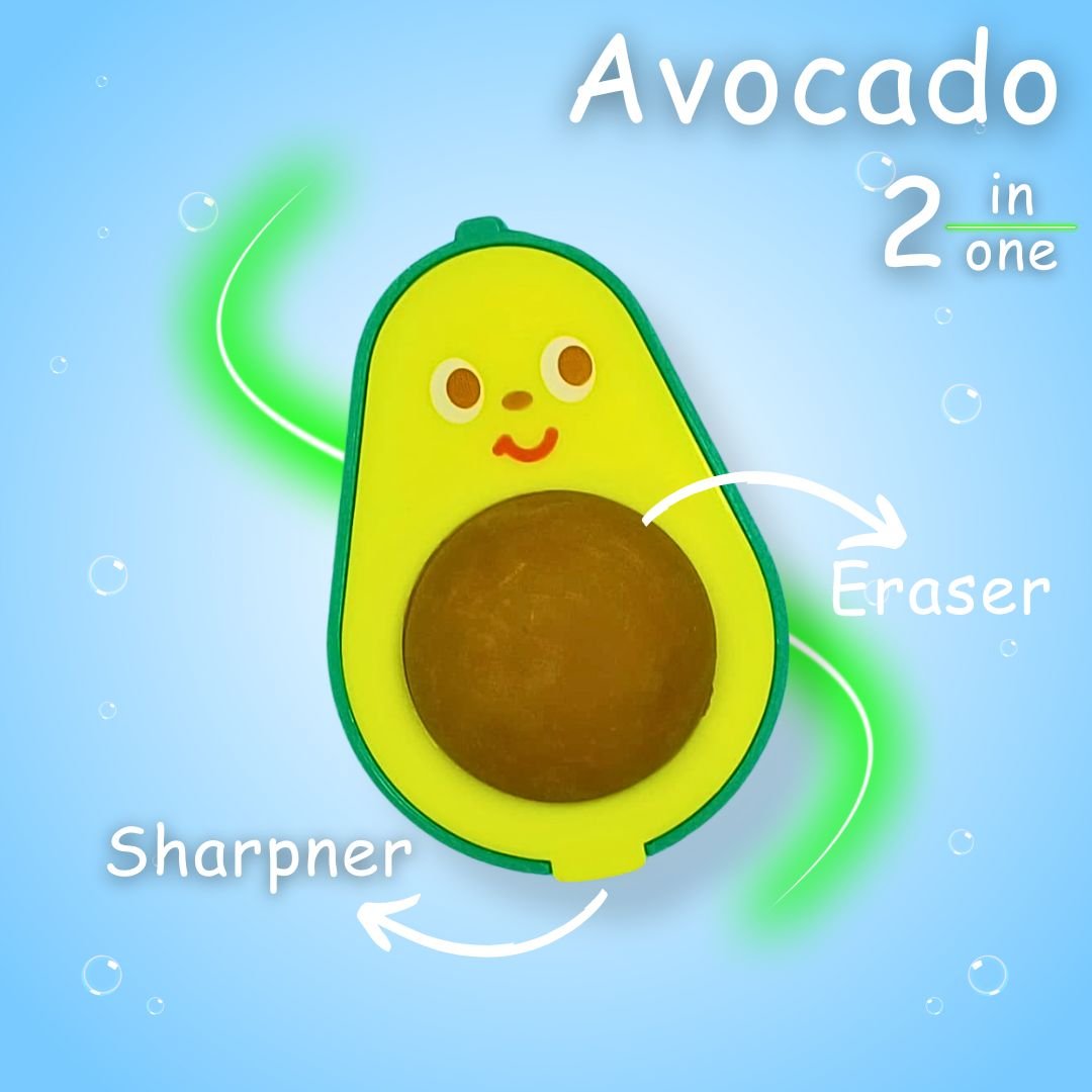 Cute Avocado 2 in 1 Eraser and Sharpener Front