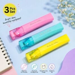3 Piece Colourful Highlighter Set – Chisel Tip & Quick-Dry Ink