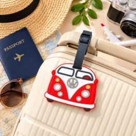 Red Camper Van Silicone Luggage Tag