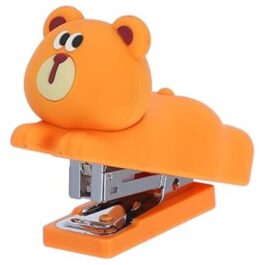 Orange Brown Bear Mini Stapler – Cute & Compact Desk Tool