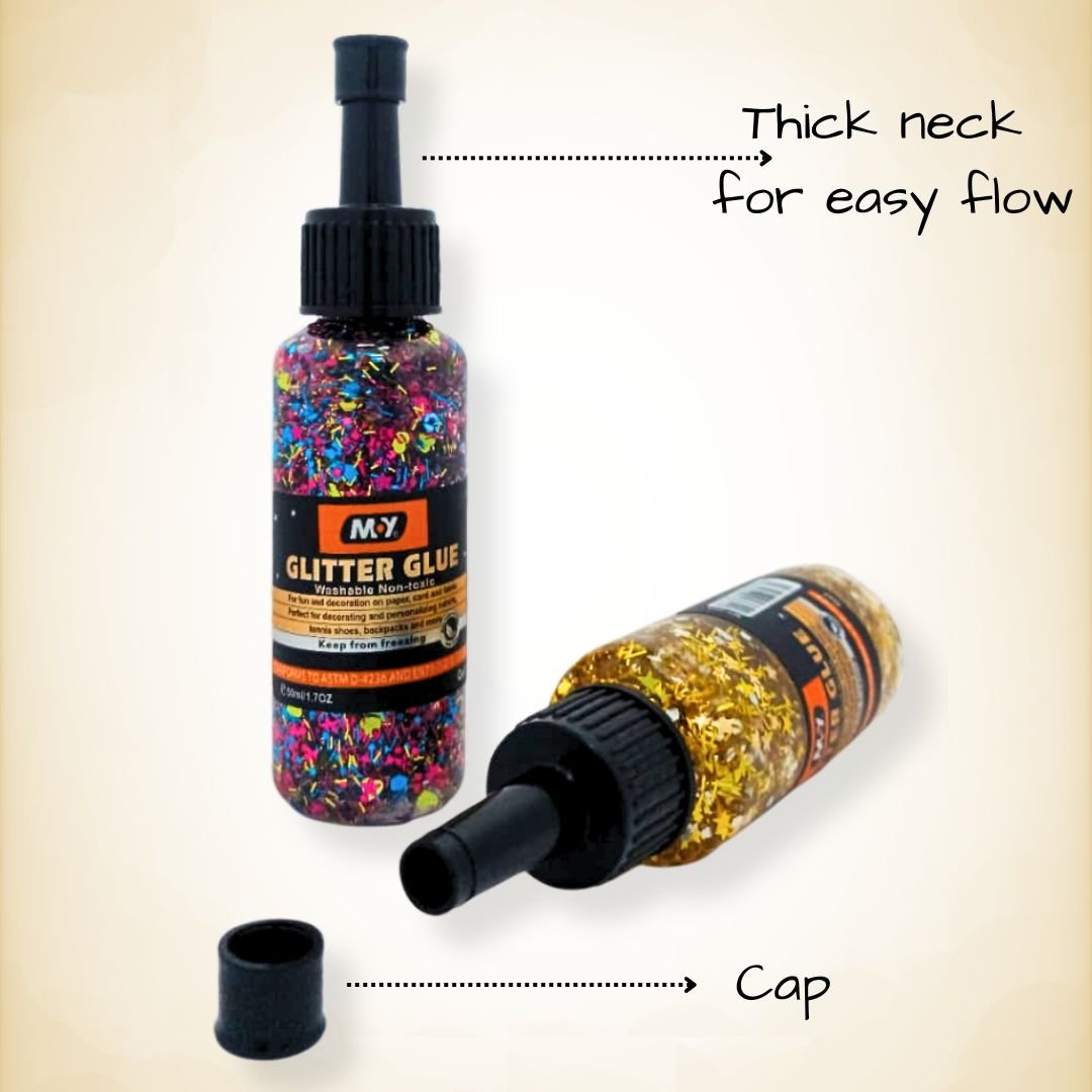 Glitter Glue Set of 2 – Multicolour & Gold – Craft-Grade 50 ml - Image 4