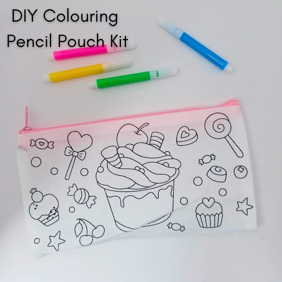 DIY colouring pencil pouch kit for kids