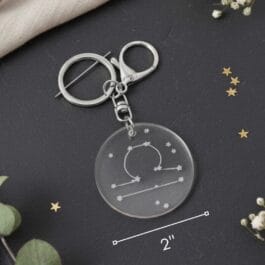 Libra Zodiac Acrylic Keychain | Silver Star Sign Keyring