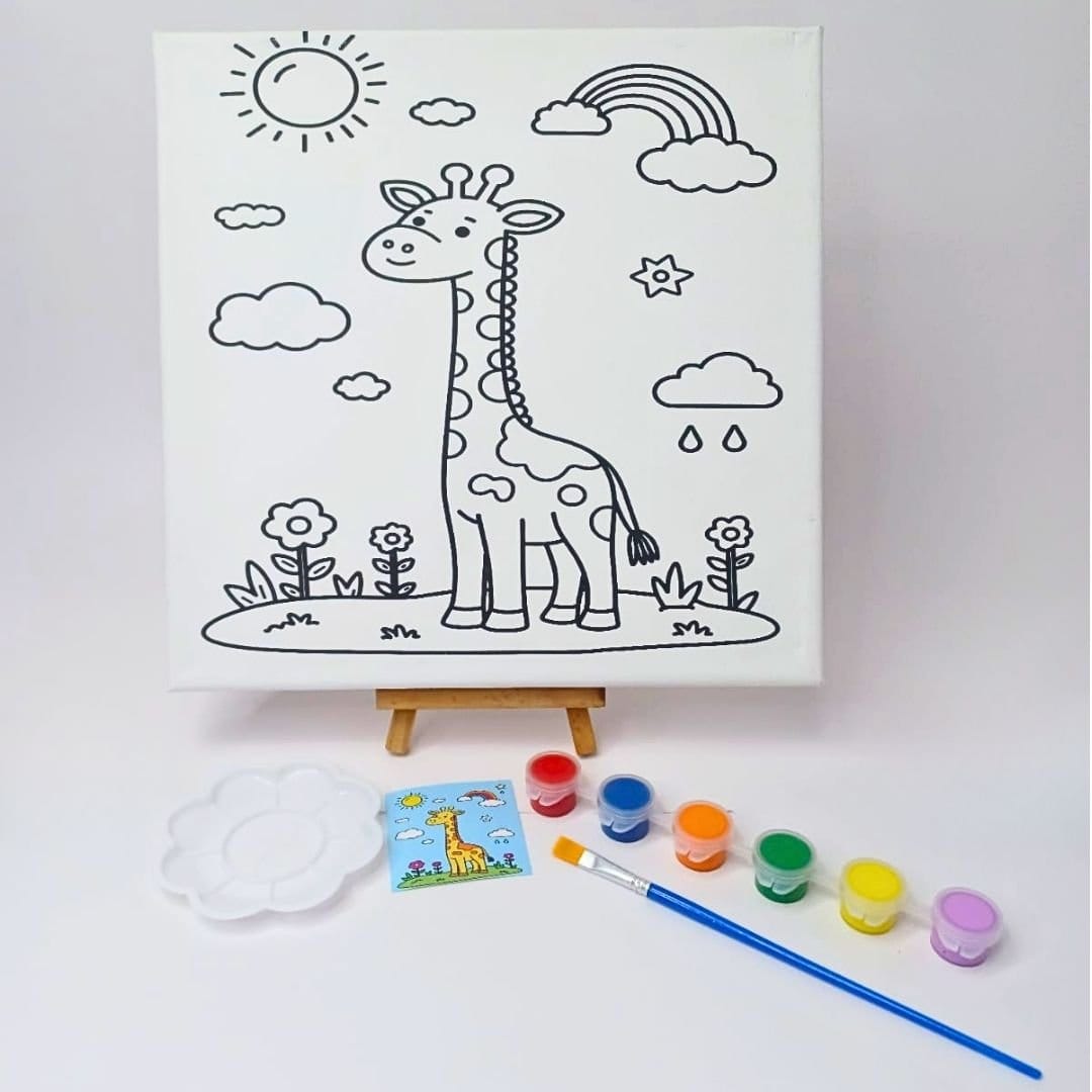 Giraffe-painting-kit-for-kids-ready-to-paint-canvas