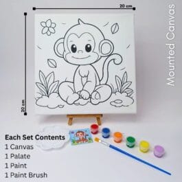 Ready to Paint Canvas Kit for Kids – Cute Monkey Design