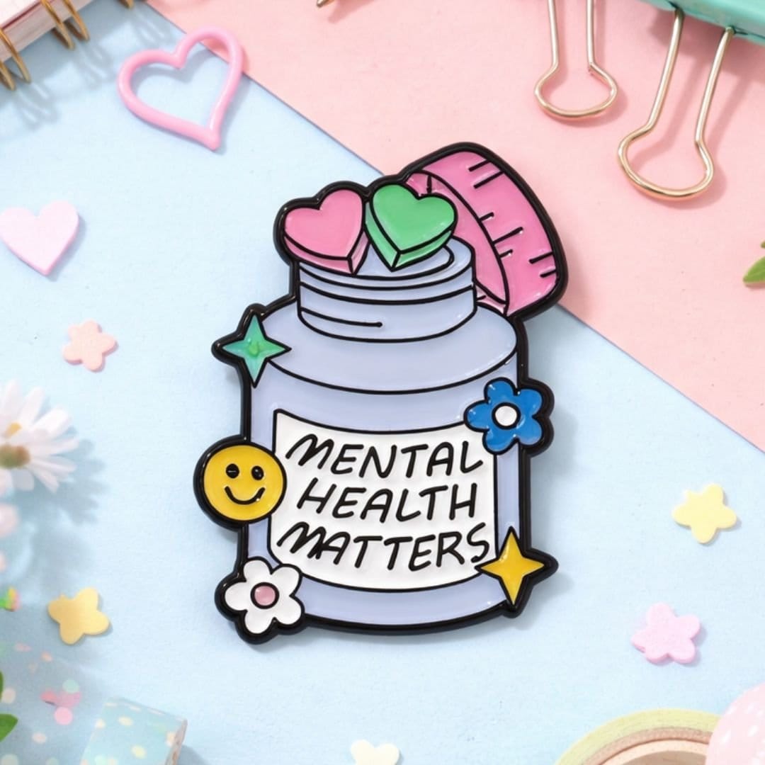 cute mental health awareness pin aesthetic badge for backpack and jacket India