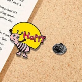 Bee Happy Enamel Pin – Cute Bee Lapel Pin for Backpacks, Jackets & Tote Bags