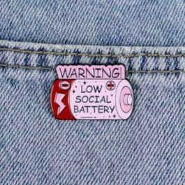Low Social Battery Soft Enamel Pin – Funny Introvert Badge for Bags & Jackets