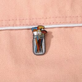 Paintbrush Jar Enamel Pin – Colourful Art Supplies Pin
