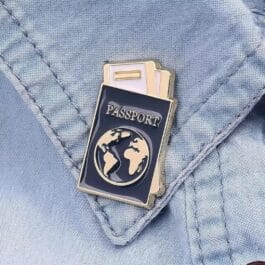 Passport Enamel Pin – Travel Globe Lapel Pin for Bags & Jackets