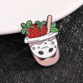 Strawberry Boba Pin Enamel Pin