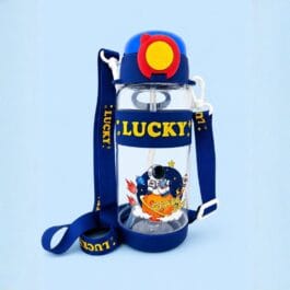 Lucky navy kids water bottle 500ml with Space Boy astronaut design in yellow and red