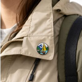 Travel Enamel Pin – Mountain Adventure Badge for Travelers