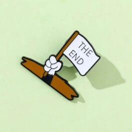 “The End” Enamel Pin — Retro Cinema Flag | Cartoon Glove | Soft Enamel Pin 31mm