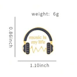 Music Is My Life Headphone Enamel Pin
