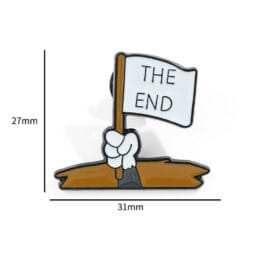 “The End” Enamel Pin — Retro Cinema Flag | Cartoon Glove | Soft Enamel Pin 31mm