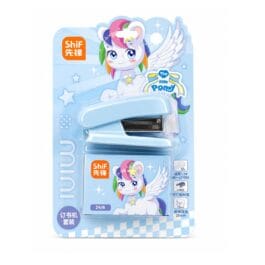 Mini Stapler with Staples Set – Cute Blue Pony Portable Desk Stapler