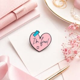 I’m Fine Enamel Pin Cute Heart Lapel Pin for Bags Jackets Backpacks Hats Gift for Friends