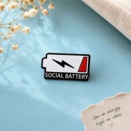 Social Battery enamel pin funny introvert metal lapel brooch badge for jackets backpacks tote bags hats sweaters office accessories and gifts