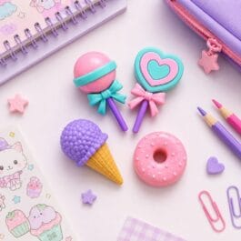 Dessert Erasers 4 Piece DIY Set – Cute Food Inspired Designs